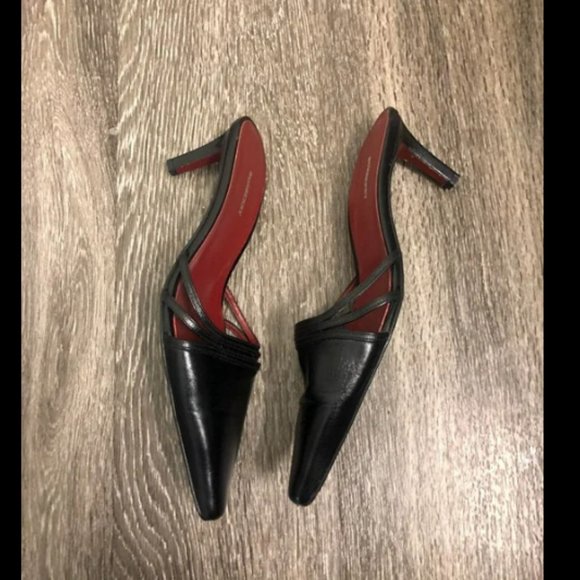 Burberry 90s Vtg Pointed Toe Leather Kitten Heels - Picture 4 of 9